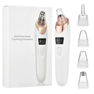 Blackhead Remover Vacuum Facial Pore Cleaner | Electric Acne & Blackhead Remover | USB Rechargeable Face Deep Cleansing Device | 4 Suction Heads