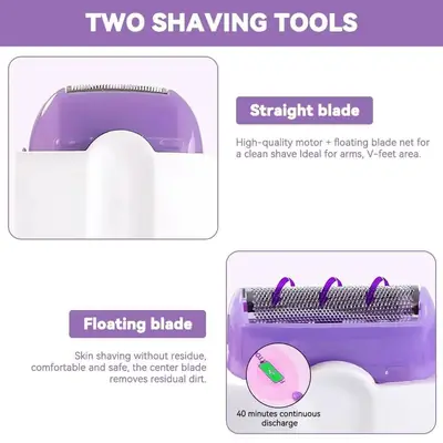 Rechargeable Electric Lady Shaver for Women – Painless Hair Removal Trimmer for Face, Underarms & Body – USB Hair Remover thumbnail 4