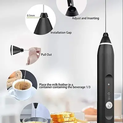 2 in 1 Rechargeable Coffee Beater Electric Hand Mixer – USB Milk Frother & Coffee Whisk for Latte, Cappuccino & Matcha thumbnail 4