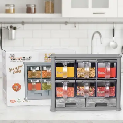 6-Drawer Spice Organizer Rack – Kitchen Seasoning Storage Box with Transparent Drawers