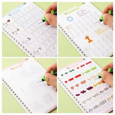 Magic Practice Copybook 4 PCS Set for Kids – Reusable Handwriting Books with Magic Pen & Refills | Learn Alphabet, Numbers, Math & Drawing (Ages 3+) thumbnail 2