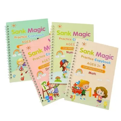 Magic Practice Copybook 4 PCS Set for Kids – Reusable Handwriting Books with Magic Pen & Refills | Learn Alphabet, Numbers, Math & Drawing (Ages 3+) thumbnail 5