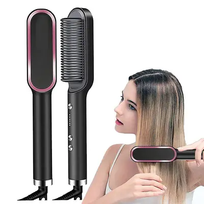 909 Cordless Hair Straightener Brush | USB Rechargeable Hair Straightening Comb | Fast Heating Anti-Scald Hair Styling Brush for Women | Portable Hair Straightener