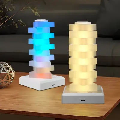 Modern Rechargeable LED Table Lamp – Touch Control Ambient Night Light with Warm & RGB Lighting for Bedroom, Desk & Home Decor