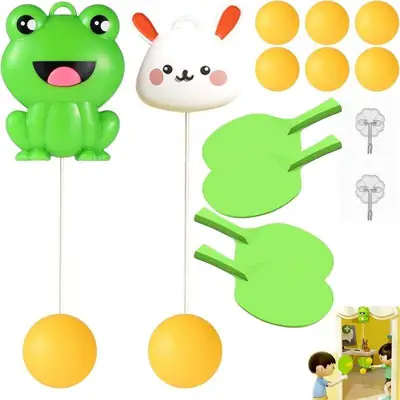 Kids Table Tennis Hanging Ball Training Set – Indoor Ping Pong Practice Game with Paddles & Balls for Children