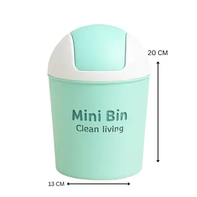 Mini Desktop Trash Bin with Lid | Small Plastic Dustbin for Table, Office & Kitchen | Cute Portable Garbage Container | Space Saving Waste Basket thumbnail 4