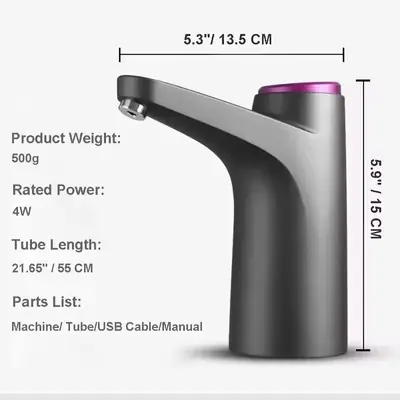 Automatic Electric Water Dispenser Pump – USB Rechargeable Bottle Water Pump for 19L Gallon | Portable Drinking Water Dispenser thumbnail 3