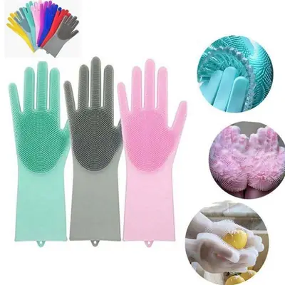3 in 1 Kitchen & Cleaning Essential Bundle Set – Silicone Sink Splash Guard, Cleaning Gloves & Heat Resistant Pot Holders thumbnail 2