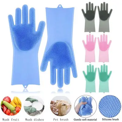 3 in 1 Kitchen & Cleaning Essential Bundle Set – Silicone Sink Splash Guard, Cleaning Gloves & Heat Resistant Pot Holders thumbnail 3