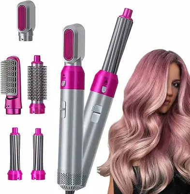5 in 1 Hot Air Hair Styler Brush – Multi-Function Hair Dryer, Curler, Straightener & Volumizer for Salon Style Hair at Home thumbnail 3