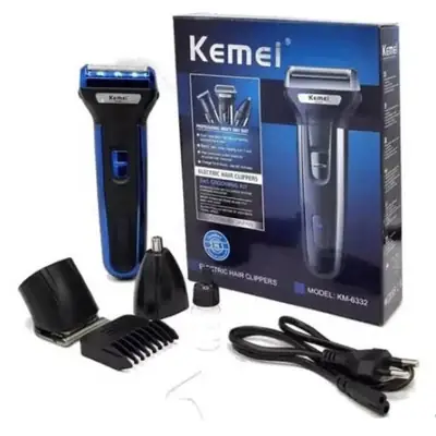 Kemei 3-in-1 Rechargeable Electric Grooming Kit – Shaver, Hair Trimmer & Nose Trimmer for Men thumbnail 2