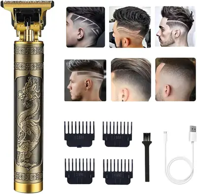 Vintage T9 Rechargeable Hair Trimmer for Men - Professional Zero Gapped Cordless Clipper