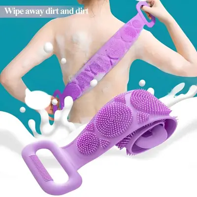 2 in 1 Silicone Bath & Body Cleaning Bundle – Back Scrubber Belt & Soft Body Scrub Brush for Deep Exfoliation thumbnail 3