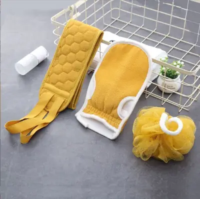 3 in 1 Bath Care Set – Bath Mitt, Exfoliating Back Scrubber & Shower Loofah Sponge | Soft Body Cleaning Kit thumbnail 6