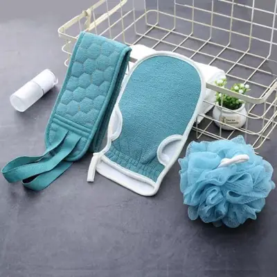 3 in 1 Bath Care Set – Bath Mitt, Exfoliating Back Scrubber & Shower Loofah Sponge | Soft Body Cleaning Kit thumbnail 7
