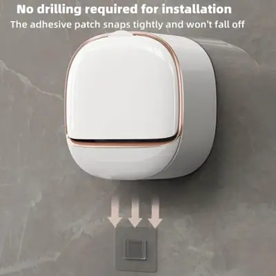 Wall Mounted Soap Box with Drain Tray – Waterproof Soap Holder with Lid, Self-Adhesive Bathroom Soap Case Organizer thumbnail 4