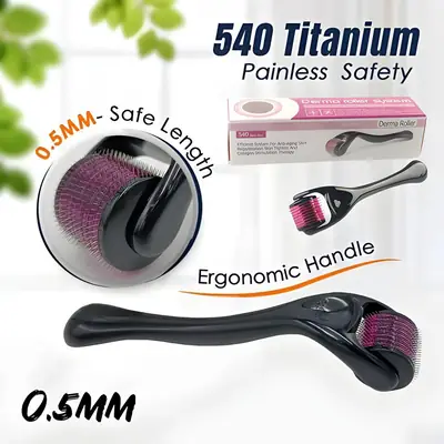 540 Titanium Derma Roller 0.5mm Microneedle Skin Care Roller for Face Beard Hair Growth Acne Scar Skin Rejuvenation