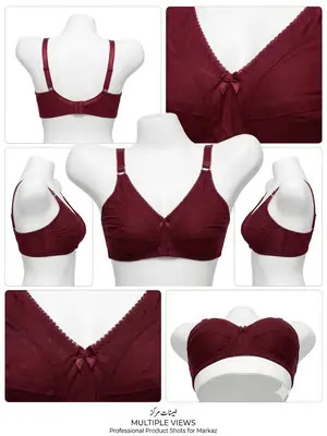 Cotton Plain Comfortable And Lightweight Plunge Bra thumbnail 3