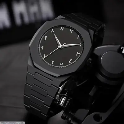 Black Arabic Aura Watch For Men Stylish Watch 100% Original Watch Amazing with Arabic fiber chain unisex Butterfly Clasp thumbnail 2