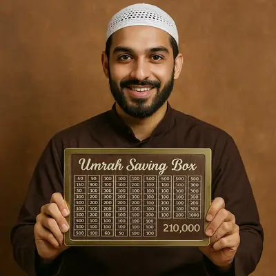 Wooden Umrah Saving Box with 280 Days Tracker | Islamic Money Saving Box for Hajj & Umrah | Halal Cash Box Gift for Muslims | Daily Pilgrimage Goal Jar thumbnail 4