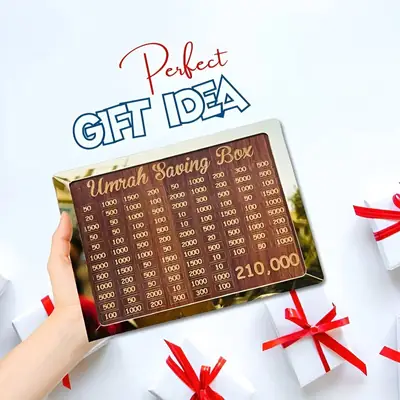 Wooden Umrah Saving Box with 280 Days Tracker | Islamic Money Saving Box for Hajj & Umrah | Halal Cash Box Gift for Muslims | Daily Pilgrimage Goal Jar thumbnail 5