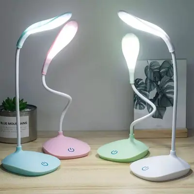 LED Desk Lamp for Study & Bedroom USB Rechargeable Eye Caring Light 360° Flexible Arm 3 Modes Night Table Lamp & Student Reading Light