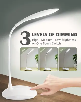 LED Desk Lamp for Study & Bedroom USB Rechargeable Eye Caring Light 360° Flexible Arm 3 Modes Night Table Lamp & Student Reading Light thumbnail 3