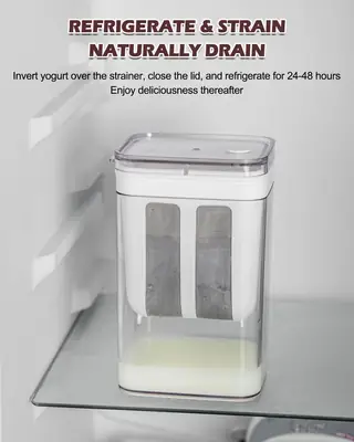 Multi-Purpose 1100ML Greek Yogurt Maker | Hung Curd Strainer Box with Fine Mesh Filter | Yogurt Cheese Maker | Premium Food Grade Container | BPA Free Yogurt Filter thumbnail 8