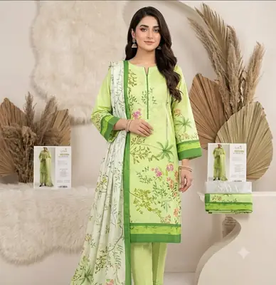 3 Pcs Women's Unstitched Printed Suit thumbnail 2