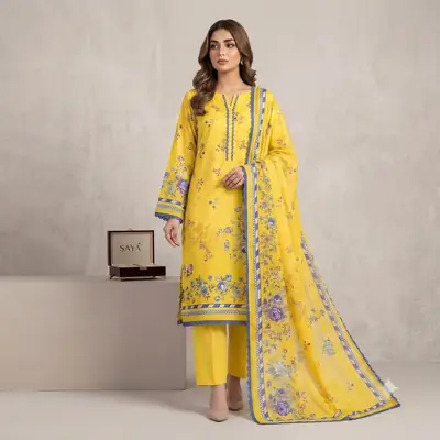3 Pcs Women's Unstitched Printed Suit