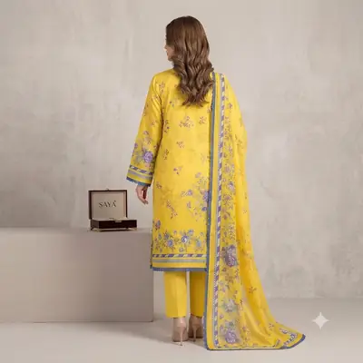 3 Pcs Women's Unstitched Printed Suit thumbnail 2