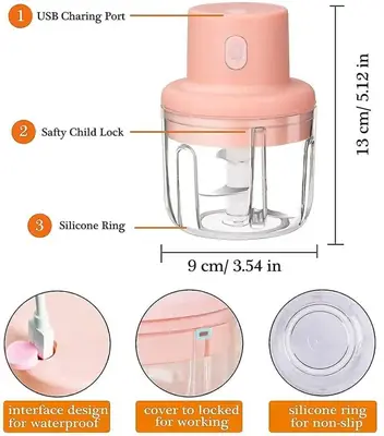 Portable Electric USB Rechargeable Fruit Vegetable Onion Garlic Cutter Mixer Blender Mincer Grinder Food Speedy Chopper Cordless thumbnail 4