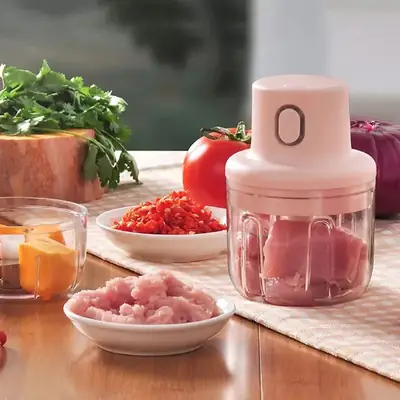 Portable Electric USB Rechargeable Fruit Vegetable Onion Garlic Cutter Mixer Blender Mincer Grinder Food Speedy Chopper Cordless thumbnail 6