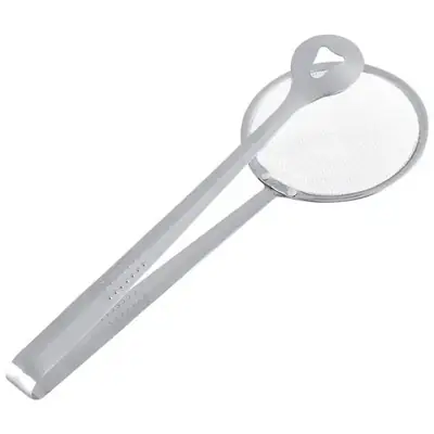 Fry Tool Filter Spoon Strainer With Clip Oil Frying BBQ Filter Stainless Steel Mesh Strainer Kitchen Tool Frying Mesh Colander Quick Strain Stainless Steel Tong Colander BEST HIGH QUALITY thumbnail 3