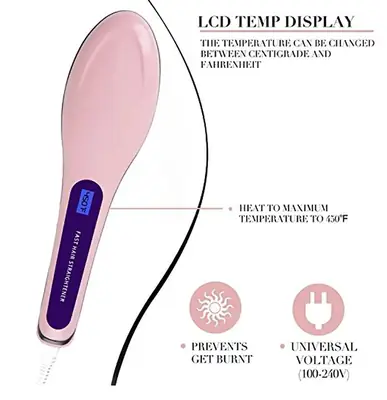 Digital Fast Brush Electric Hair Straightener thumbnail 3