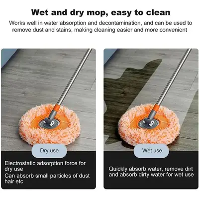 1 PC 360°Rotatable Mop Round Microfiber Dust Mops Cleaning Tools For Household Floor Wall Window thumbnail 2