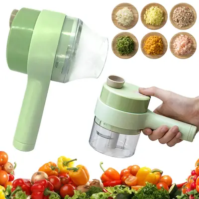 4 In 1 Portable Electric Vegetable Cutter Set Mini Wireless Food Processor Garlic Chili Onion Celery Ginger Meat Garlic Chopper thumbnail 3