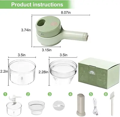 4 In 1 Portable Electric Vegetable Cutter Set Mini Wireless Food Processor Garlic Chili Onion Celery Ginger Meat Garlic Chopper thumbnail 4