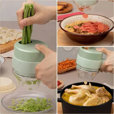 4 In 1 Portable Electric Vegetable Cutter Set Mini Wireless Food Processor Garlic Chili Onion Celery Ginger Meat Garlic Chopper thumbnail 6