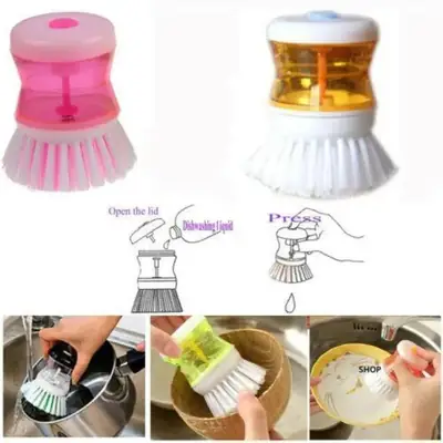 2 pcs Scrub Kitchen Wash Tool And Dishwashing Brush For Kitchen Cleaning Brush And Pot Dish Plastic Brush With Washing Up Liquid For Self Dispensing Cleaning Brush Soap Dispenser Brush