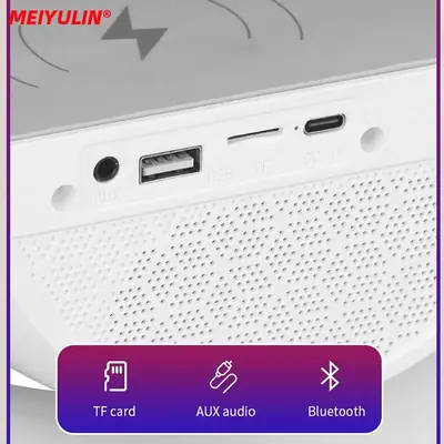 G Lamp Smart Bluetooth Speaker Wireless Fast Charger Station LED RGB Desk Light Support TF Card AUX For IPhone 14/13 Samsung Powerbank thumbnail 2