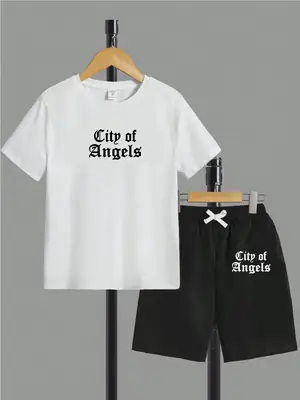 2 Pcs Men's Cotton Printed T-Shirt & Shorts Tracksuit