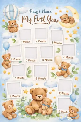 Customized My First Year Baby Photo Frame – 12 Months Milestone Memory Board (Premium Wooden Wall & Table Decor)