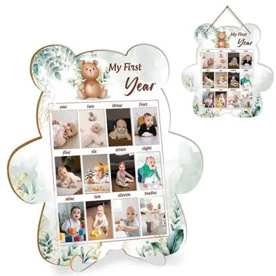 Customized My First Year Baby Photo Frame – 12 Months Milestone Memory Board (Premium Wooden Wall & Table Decor) thumbnail 5