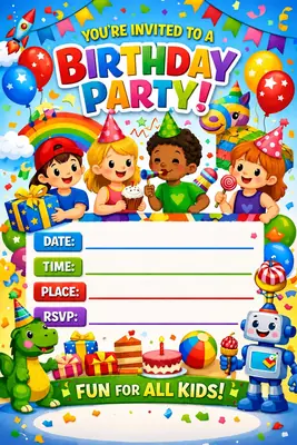 Happy Birthday Birthday Invitation cards for kids