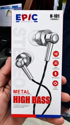 EPIC Metal Wired Earphones High Bass Stereo Handsfree with Mic for Gaming & Calling thumbnail 2