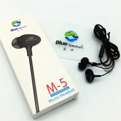 Blue Spectrum M5 Black Handsfree | High-Quality Stereo Earphones with Deep Bass | High-Quality Wired Headphones for All Mobile Phones