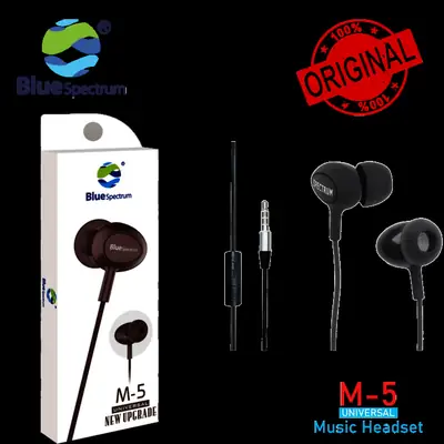 Blue Spectrum M5 Black Handsfree | High-Quality Stereo Earphones with Deep Bass | High-Quality Wired Headphones for All Mobile Phones thumbnail 2