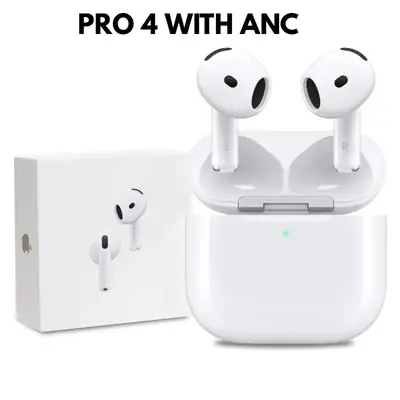 White Airpods Pro 4 Wireless Earbuds with Active Noise Cancellation, Bluetooth 5.0