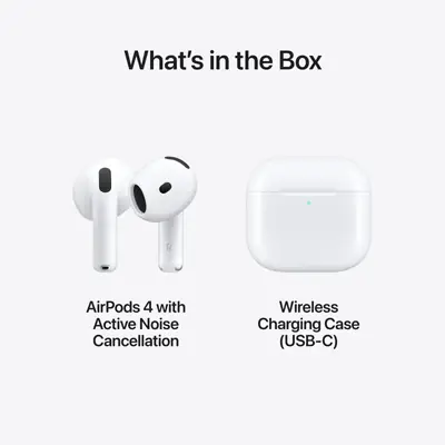 White Airpods Pro 4 Wireless Earbuds with Active Noise Cancellation, Bluetooth 5.0 thumbnail 2